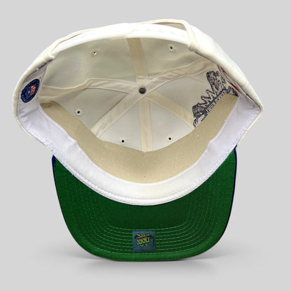 Raree Finds vintage 1997 Super Bowl XXXI snapback hat interior showing green undervisor and official NFL branding