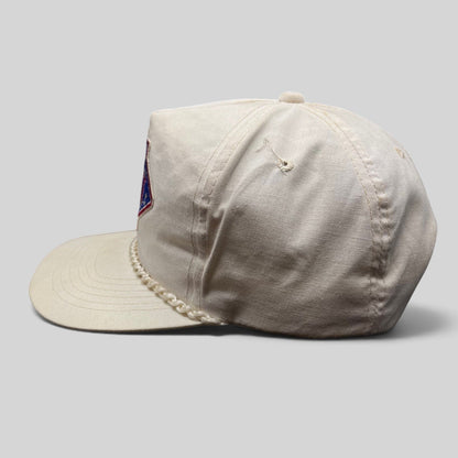 Raree Finds vintage 1988 Super Bowl XXII white cotton snapback hat with braided rope brim detail and embroidered logo