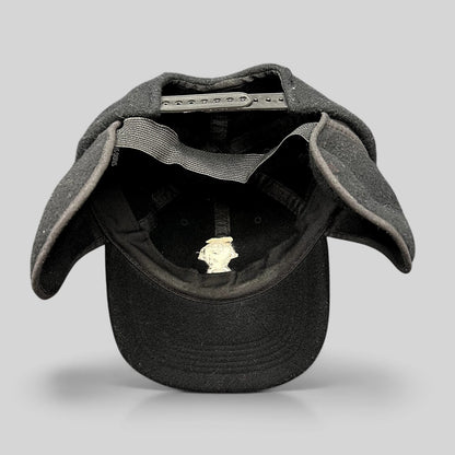 Raree Finds vintage 1995 Warner Bros black wool snapback hat with fold-down ear flaps and embroidered Taz character