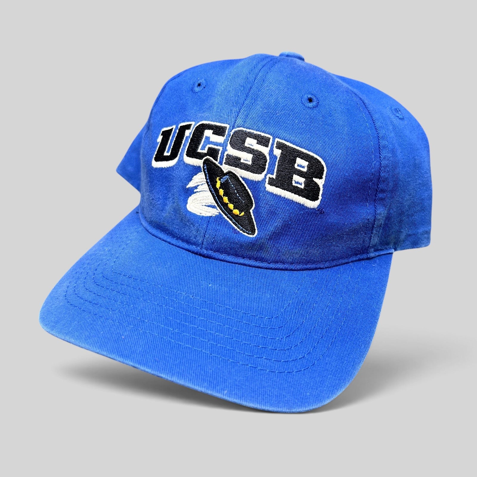 Raree Finds vintage royal blue UCSB Gauchos strapback hat with embroidered collegiate lettering and logo