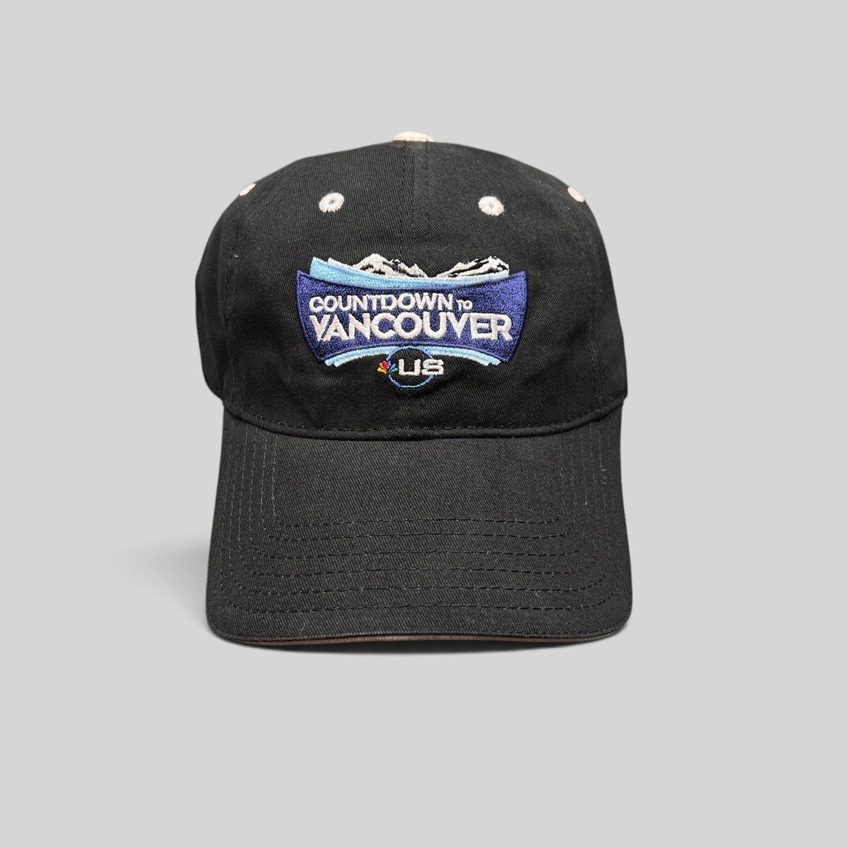 Raree Finds vintage black cotton US Ski Team Countdown to Vancouver hat with embroidered mountain graphic