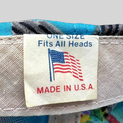 Raree Finds vintage 1992 golf hat interior tag showing Made in USA and One Size Fits All text with American flag icon