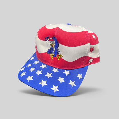 Raree Finds vintage Nissin Cap patriotic USA Olympics hat with embroidered eagle and American flag star pattern