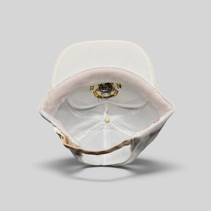 Raree Finds vintage white Otto snapback hat with California State Parole emblem and braided rope detail, interior view