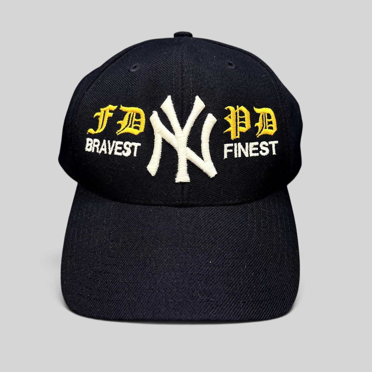 Raree Finds vintage navy New York Yankees snapback hat with FDNY and NYPD tribute embroidery