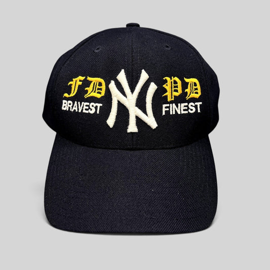 Raree Finds vintage navy New York Yankees snapback hat with FDNY and NYPD tribute embroidery
