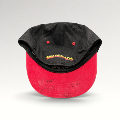 Raree Finds vintage Y2K Warheads candy logo Otto Flex hat in black and red with an autographed flat brim