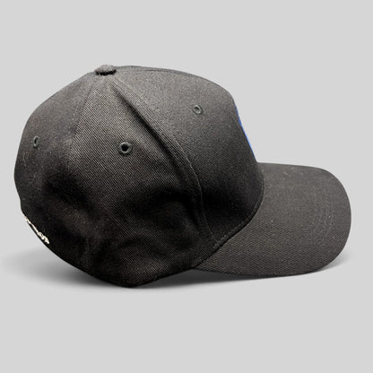 Raree Finds Warner Bros Studio Tour Hollywood fitted hat in black with blue and silver embroidered WB shield logo