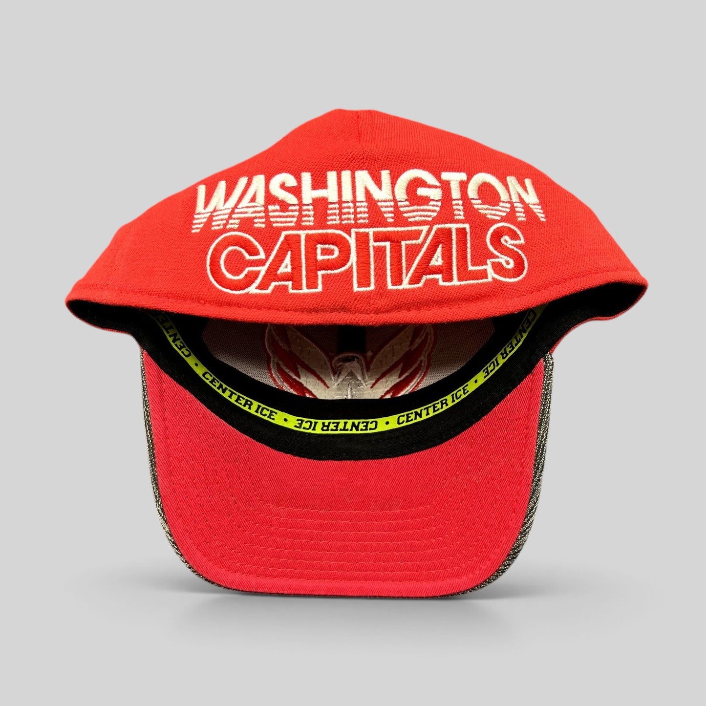 Raree Finds Washington Capitals Reebok Center Ice fitted hat in red with white embroidered team name on the brim