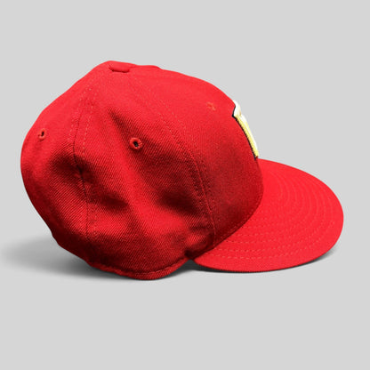 Raree Finds vintage Washington Nationals 59FIFTY fitted cap in red with interlocking DC logo and grey undervisor.