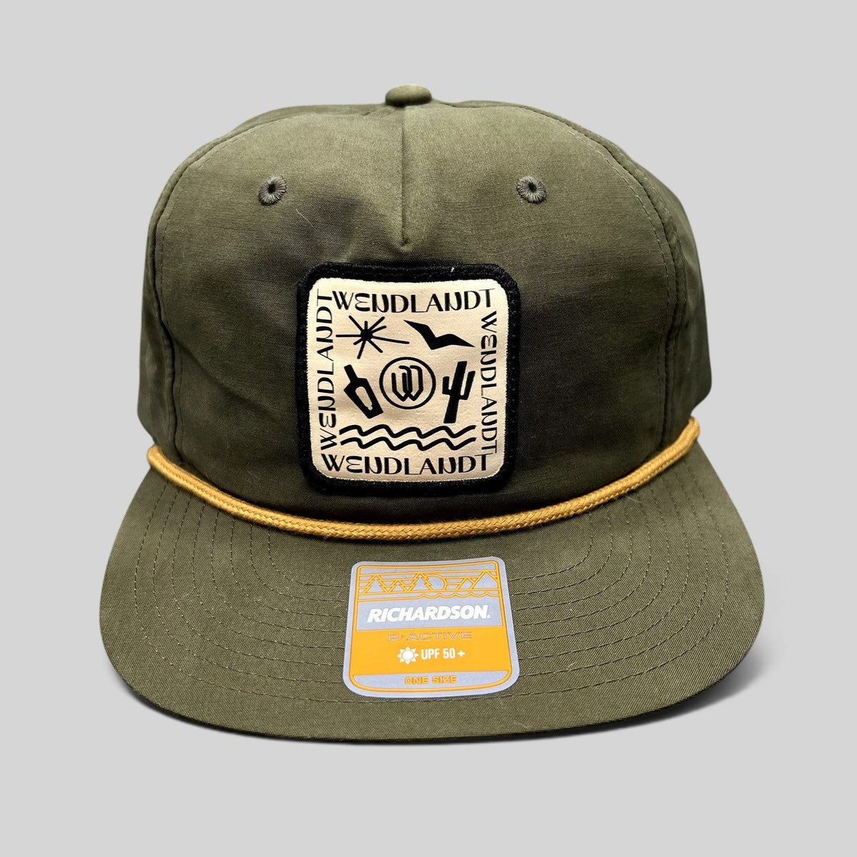 Raree Finds olive green Wendlandt Brewery snapback hat with a woven front patch and rope detail on the brim.