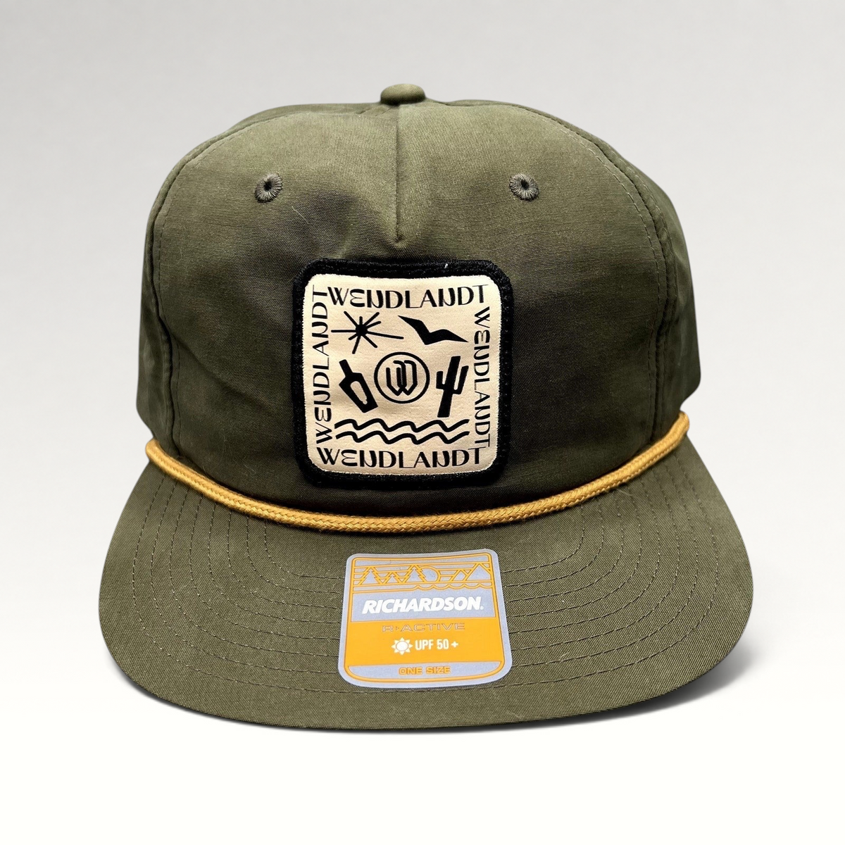 Raree Finds olive green Wendlandt Brewery snapback hat with a woven front patch and rope detail on the brim.