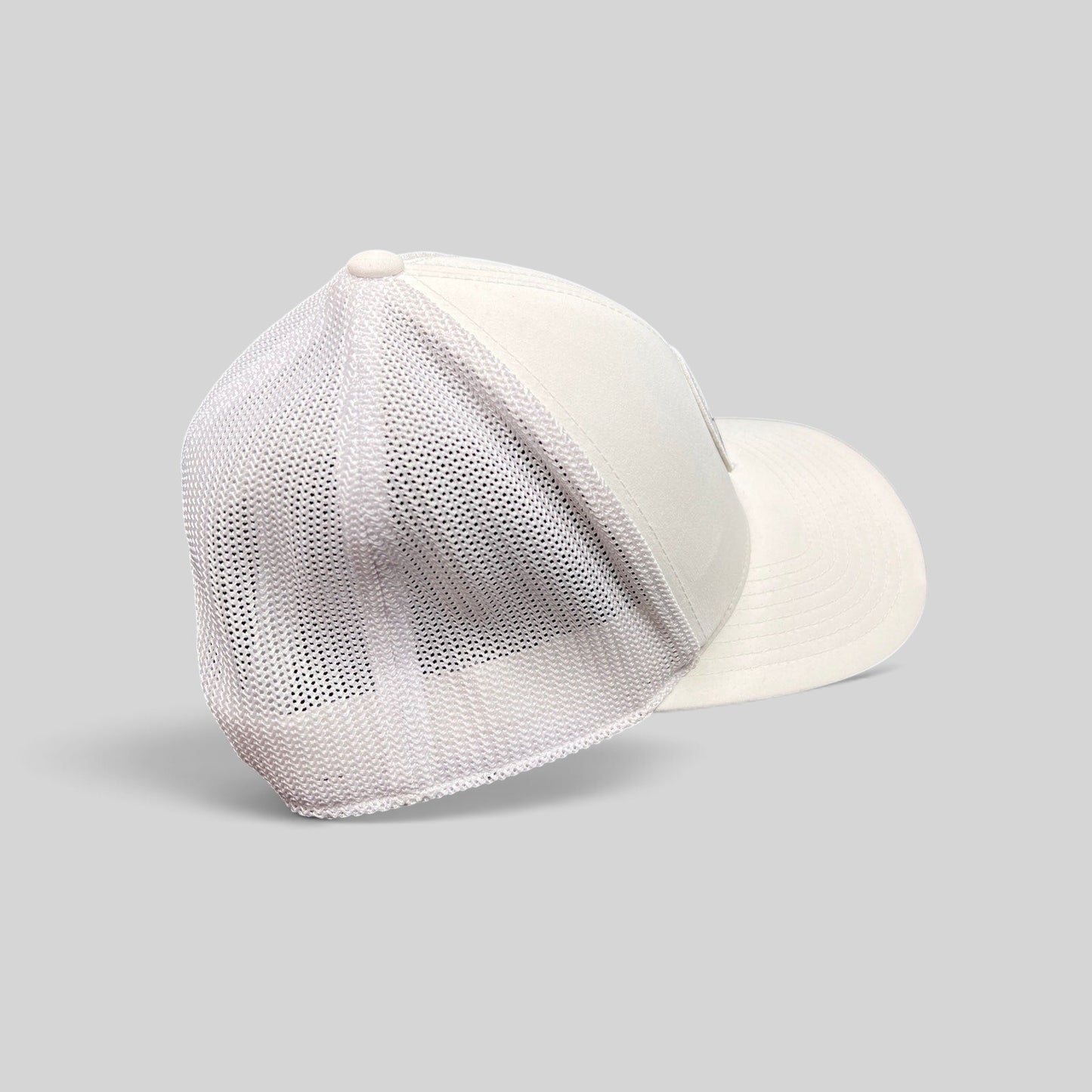 Raree Finds white Black Clover Yupoong trucker hat with breathable mesh back and structured front panel