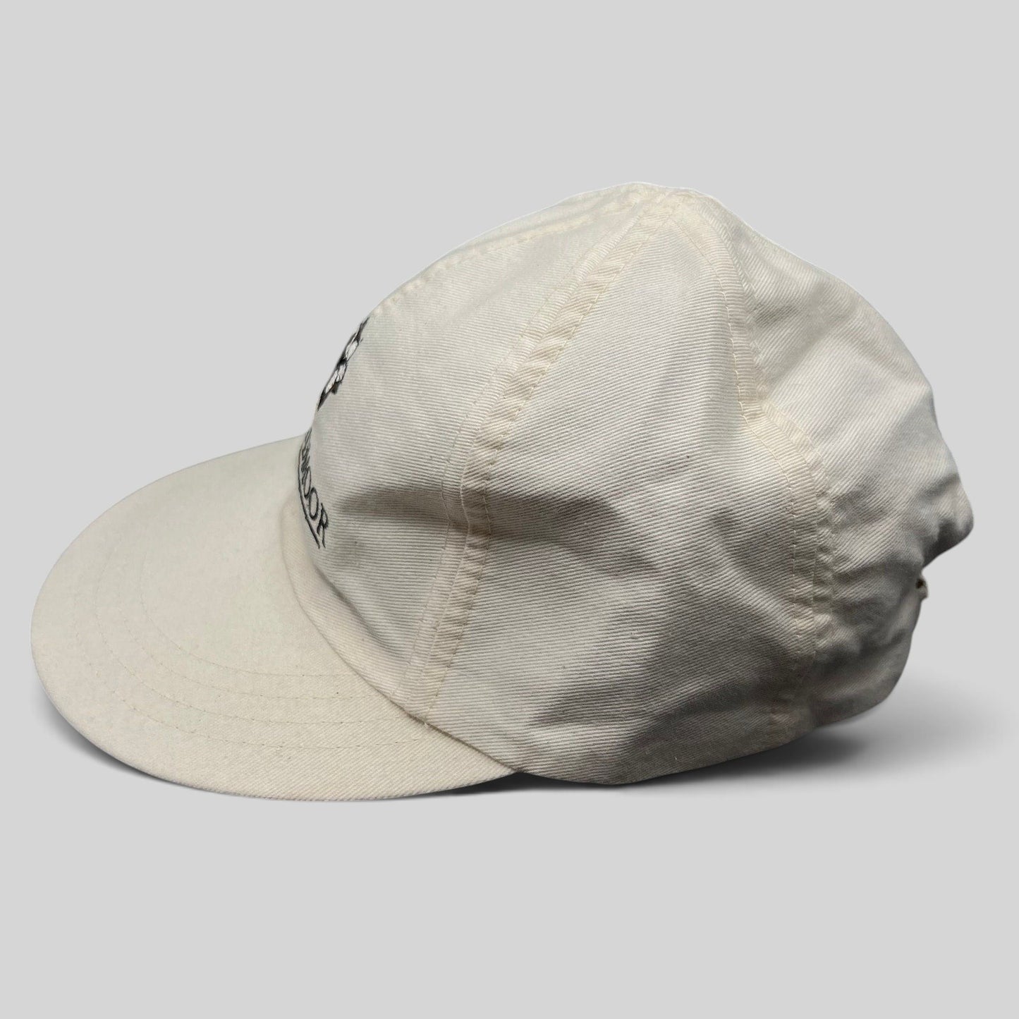 Raree Finds white The Broadmoor golf strapback hat with unstructured cotton crown and embroidered floral logo
