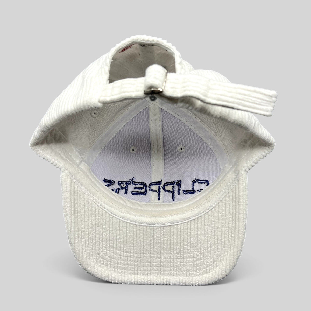 Raree Finds white corduroy Los Angeles Clippers strapback hat with adjustable metal buckle and rear interior branding