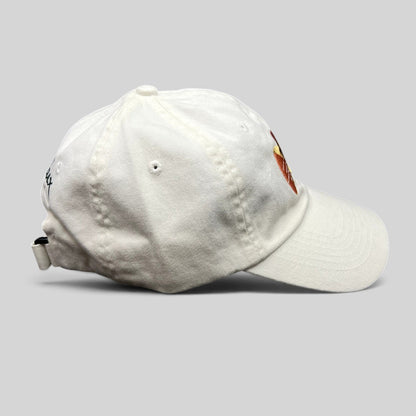 Raree Finds white cotton youth strapback hat featuring The Tale of Despereaux embroidered mouse character graphic.