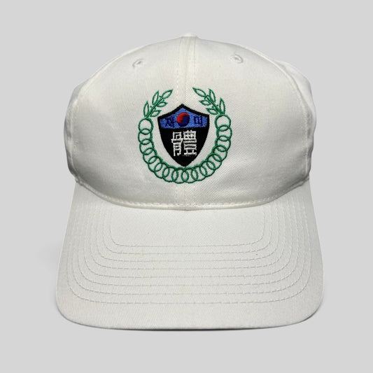 Raree Finds white strapback hat with 18th Korean American Sports Festival embroidered crest and Korean text