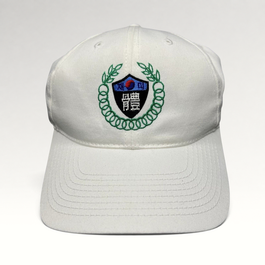 Raree Finds white strapback hat with 18th Korean American Sports Festival embroidered crest and Korean text