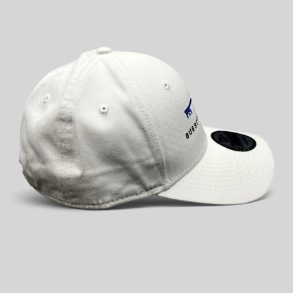 Raree Finds white New Era 9FORTY strapback hat with blue key logo and The Guest House Ocala embroidery
