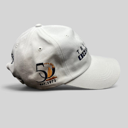 Raree Finds white cotton Trilogy Maui Lana‘i cap with 50th anniversary embroidery and nautical signal flag details