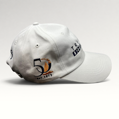 Raree Finds white cotton Trilogy Maui Lana‘i cap with 50th anniversary embroidery and nautical signal flag details