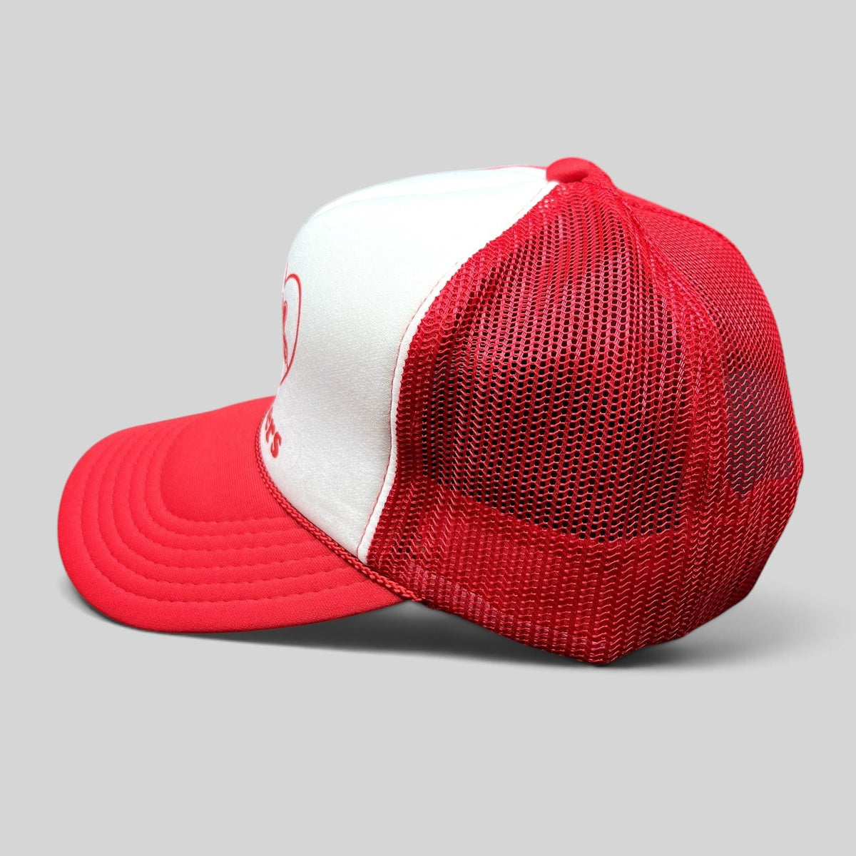 Raree Finds vintage red and white Wienerschnitzel I Heart Wieners foam front trucker hat with mesh back and snapback