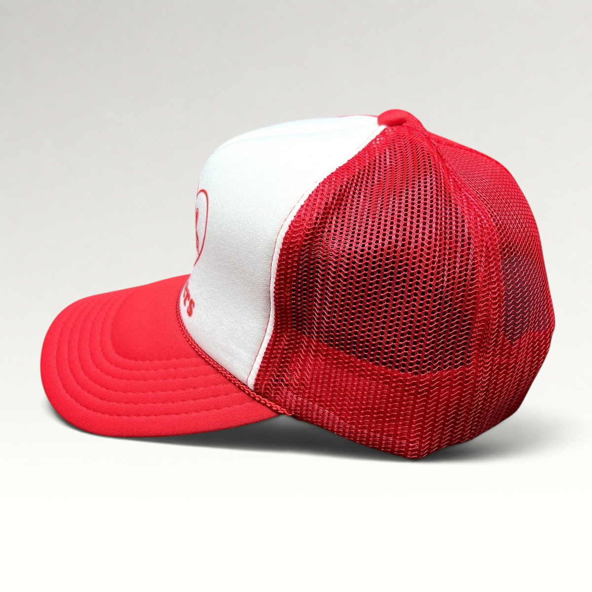 Raree Finds vintage red and white Wienerschnitzel I Heart Wieners foam front trucker hat with mesh back and snapback