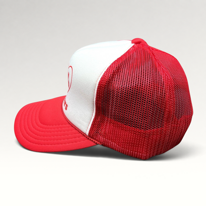 Raree Finds vintage red and white Wienerschnitzel I Heart Wieners foam front trucker hat with mesh back and snapback