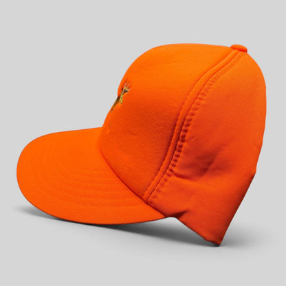 Raree Finds vintage Winchester blaze orange hunting snapback hat with embroidered deer logo and green undervisor