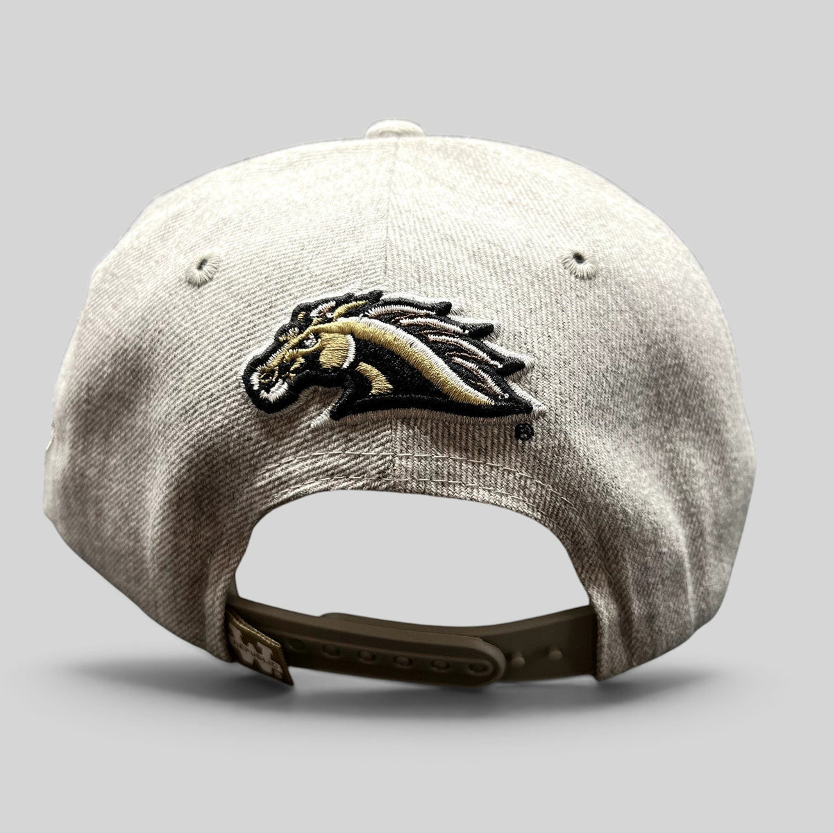 Raree Finds heather gray W Republic snapback hat featuring a Western Michigan University Broncos logo on the back