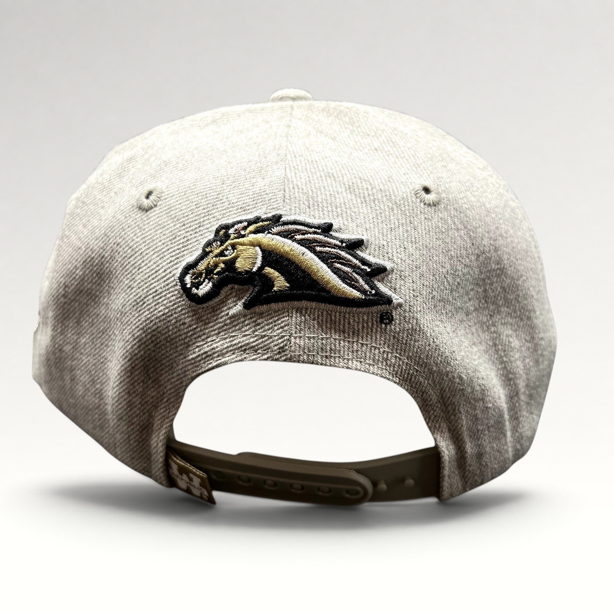 Raree Finds heather gray W Republic snapback hat featuring a Western Michigan University Broncos logo on the back