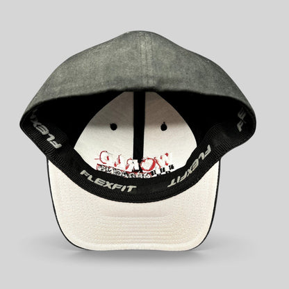 Raree Finds black Port Authority World of Racing Flexfit cap interior showing branded stretch sweatband and lining