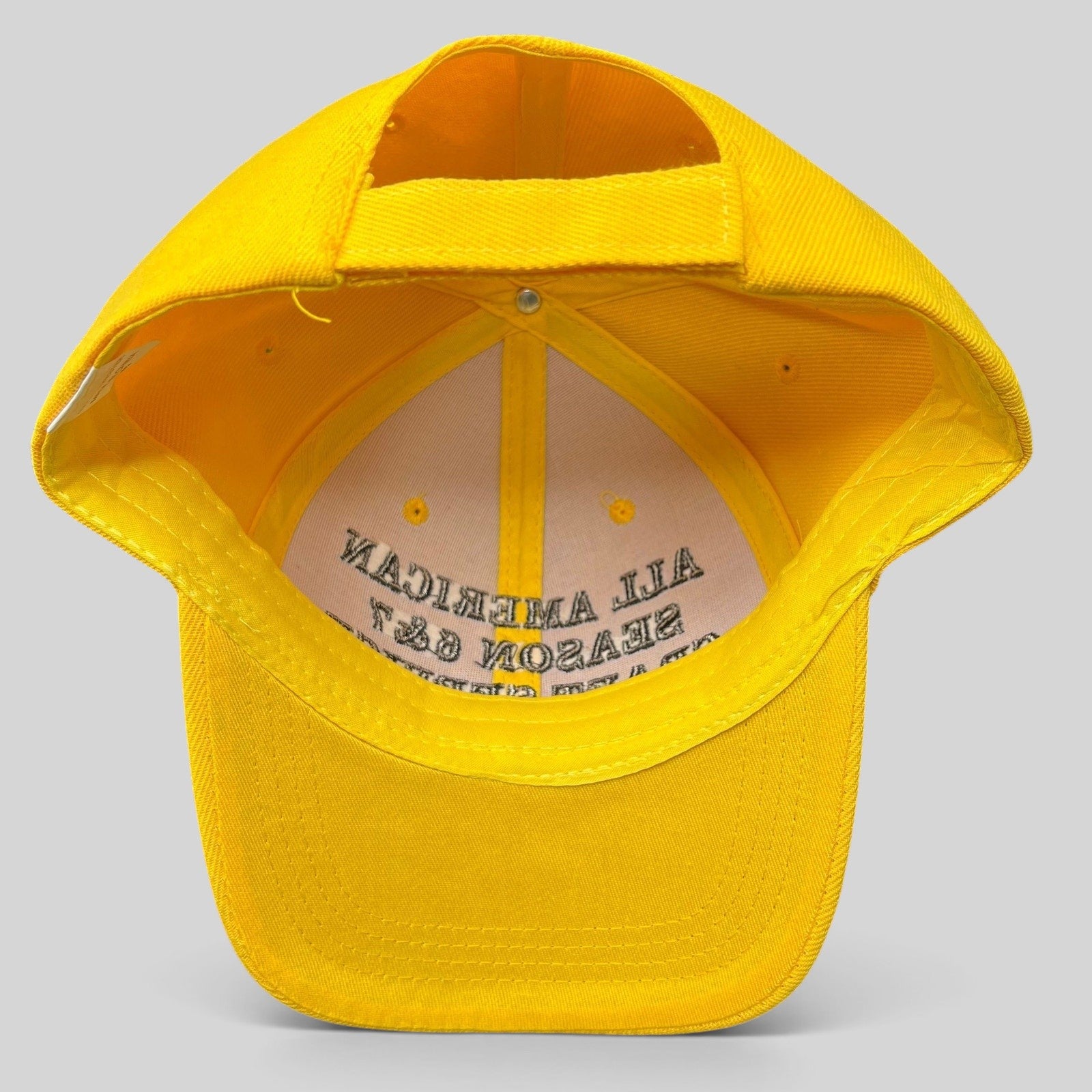 Raree Finds yellow polyester strapback hat from All American TV show seasons 6 and 7 crew production