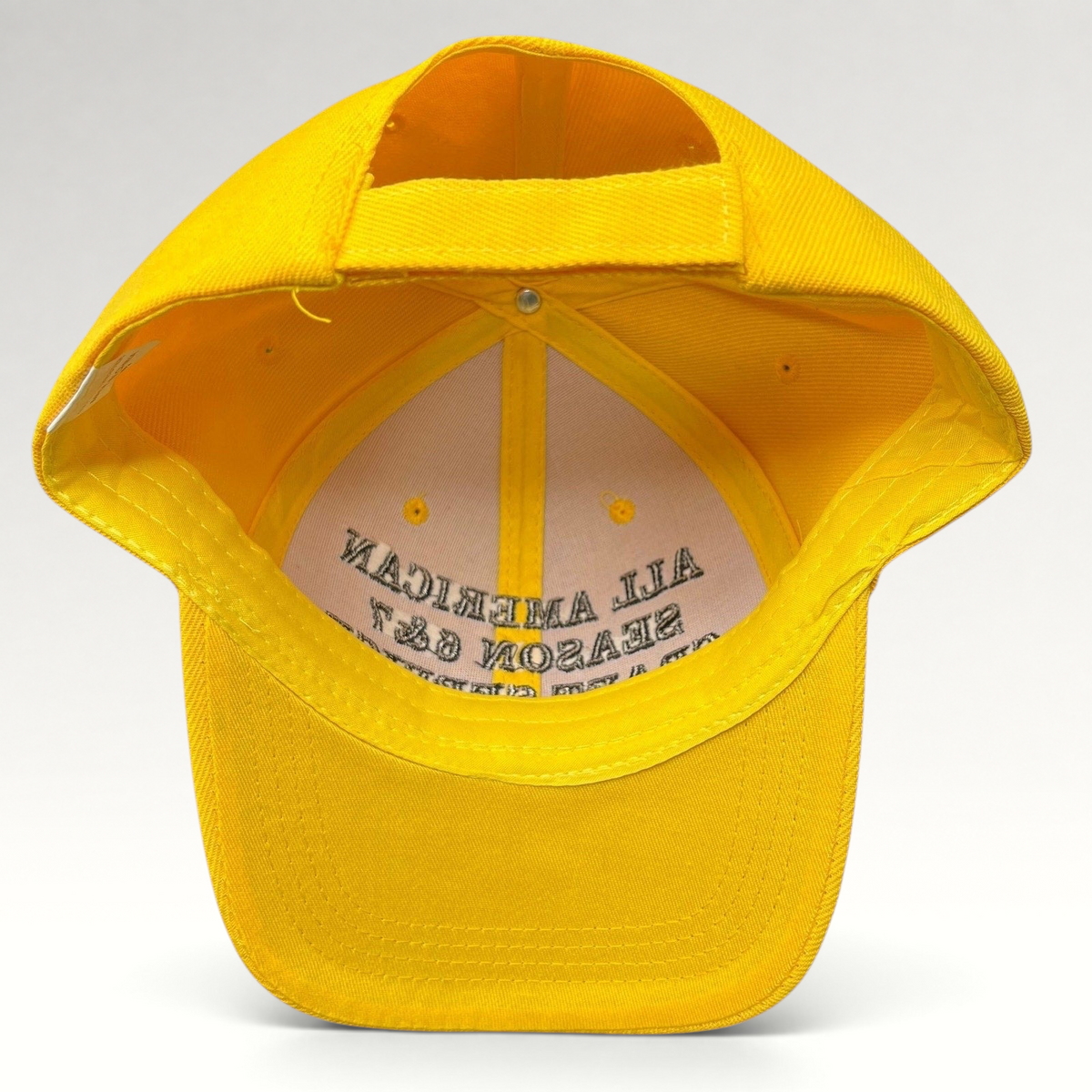 Raree Finds yellow polyester strapback hat from All American TV show seasons 6 and 7 crew production
