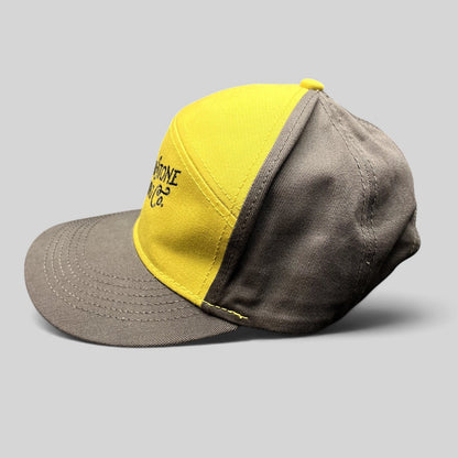 Raree Finds Yellowstone Brewing Co two-tone yellow and gray cotton strapback hat with embroidered logo and curved brim