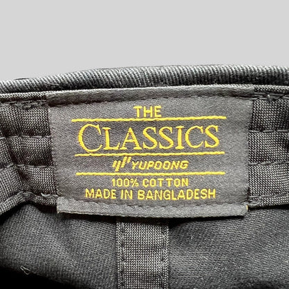 Raree Finds Yupoong The Classics black cotton dad cap interior label showing brand and origin details