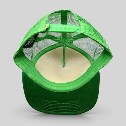 Raree Finds Legend of Zelda Skyward Sword green trucker snapback hat interior view showing mesh back and adjustable tab