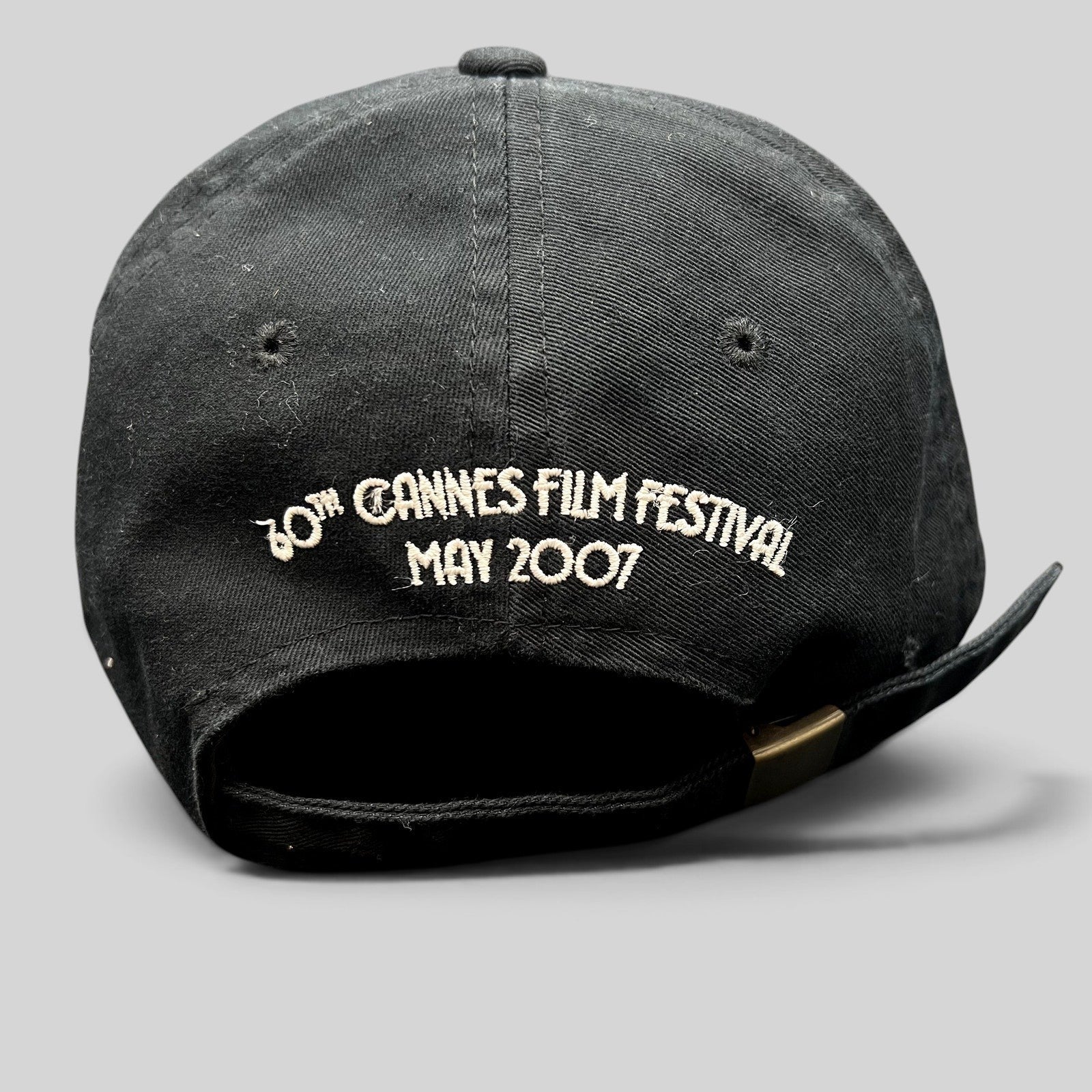 Raree Finds black cotton strapback hat with 60th Cannes Film Festival May 2007 embroidery on the back
