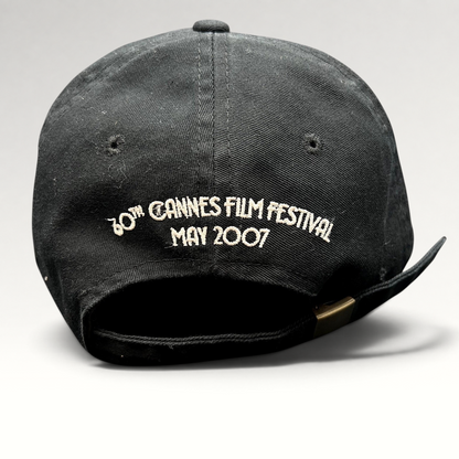 Raree Finds black cotton strapback hat with 60th Cannes Film Festival May 2007 embroidery on the back