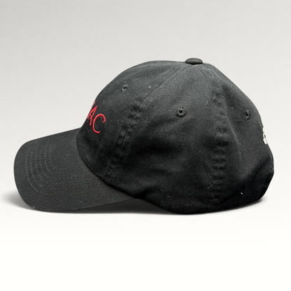 Raree Finds black cotton strapback hat from the 2007 Zodiac Cannes Film Festival with red embroidered logo