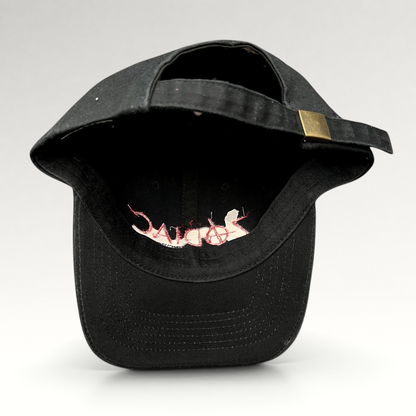 Raree Finds black cotton strapback hat from the 2007 Zodiac Cannes Film Festival promo with adjustable metal buckle.
